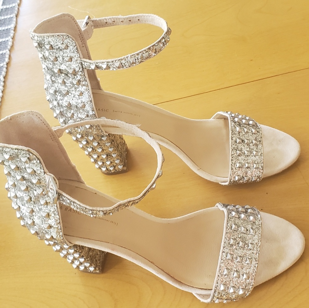 Zara basic studded chunk heels